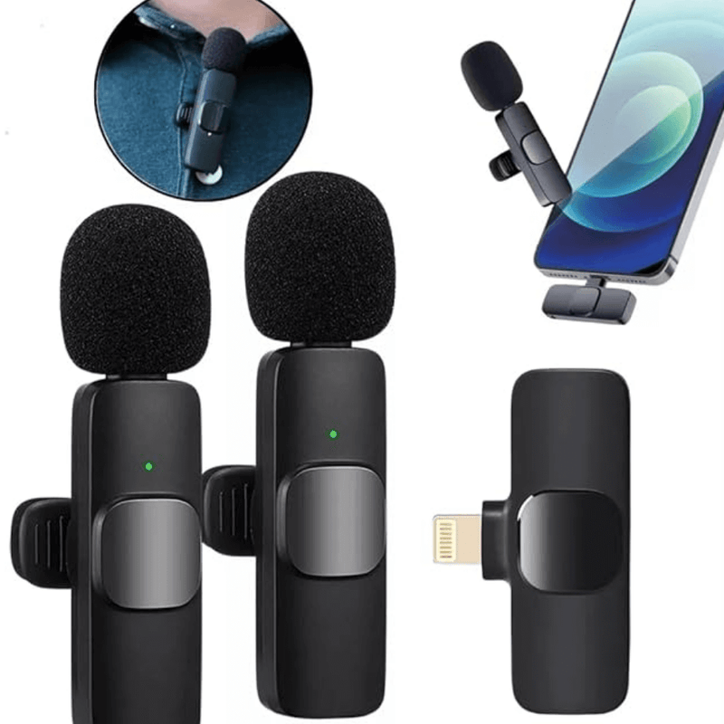 Microfone Lapela Celular Sem Fio Duplo - Desempenho de Áudio Impecável!