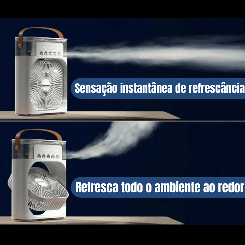 Mini Climatizador e Ventilador Portátil - Conforto Instantâneo na Palma da Sua Mão!