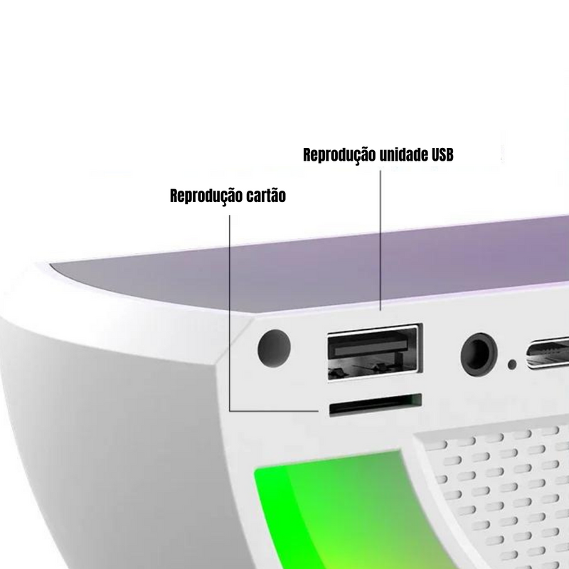 Luminária G Speaker Carregamento por Indução e Luzes RGB - Transforme sua Experiência Musical!