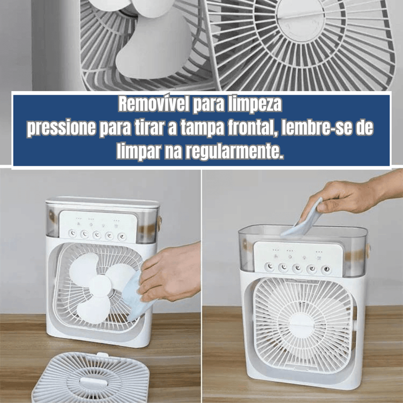 Mini Climatizador e Ventilador Portátil - Conforto Instantâneo na Palma da Sua Mão!