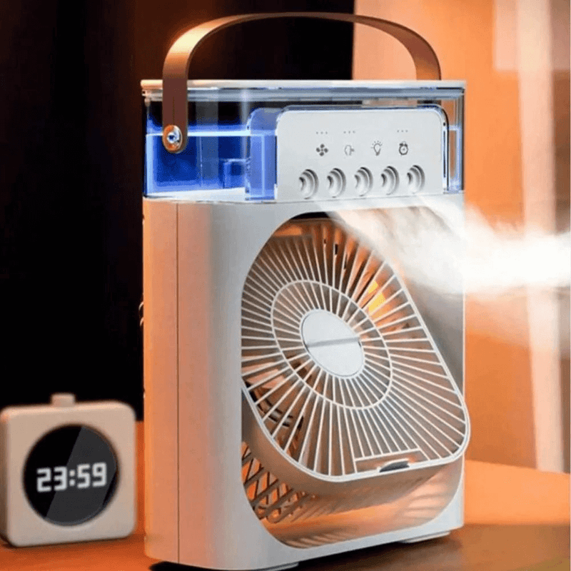 Mini Climatizador e Ventilador Portátil - Conforto Instantâneo na Palma da Sua Mão!
