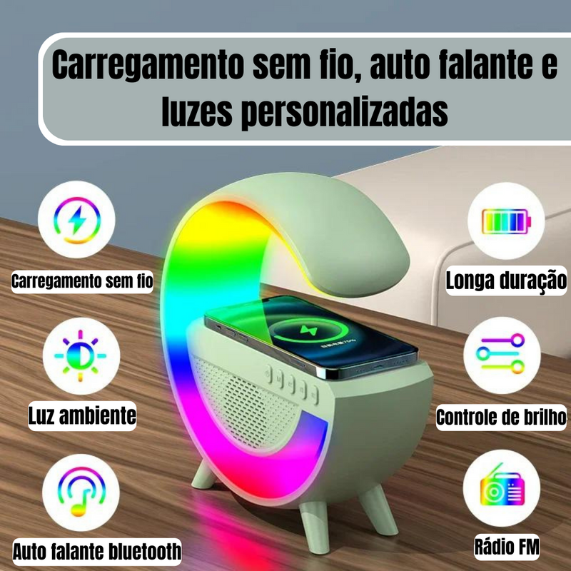 Luminária G Speaker Carregamento por Indução e Luzes RGB - Transforme sua Experiência Musical!