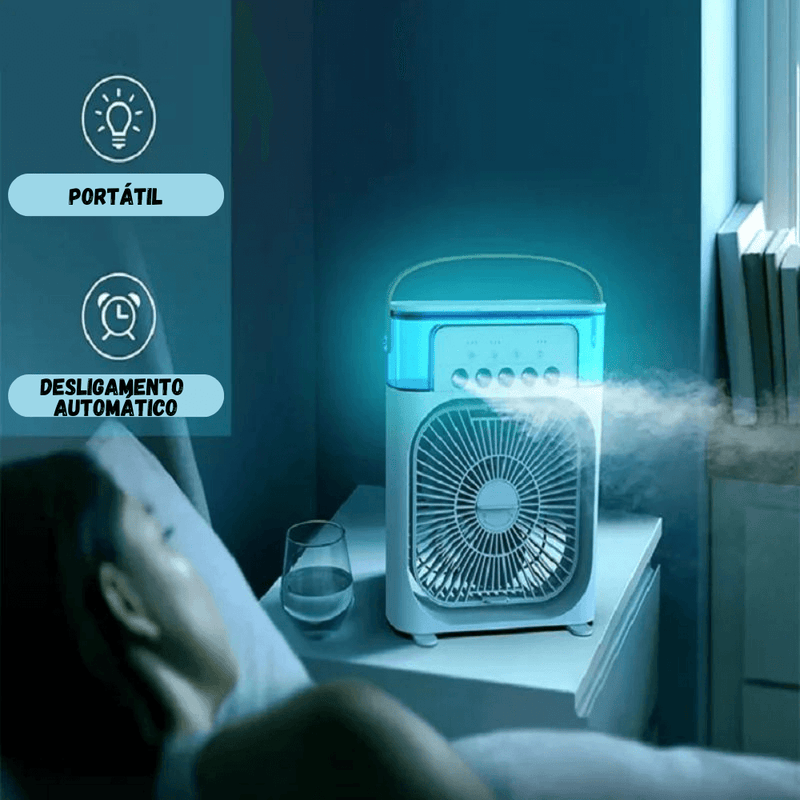 Mini Climatizador e Ventilador Portátil - Conforto Instantâneo na Palma da Sua Mão!