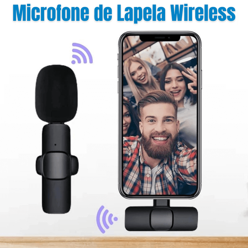 Microfone Lapela Celular Sem Fio Duplo - Desempenho de Áudio Impecável!