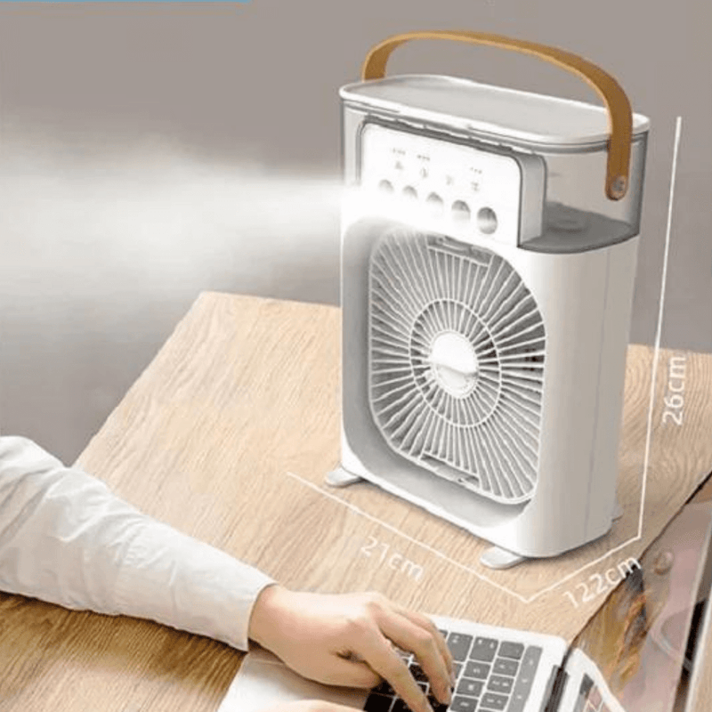 Mini Climatizador e Ventilador Portátil - Conforto Instantâneo na Palma da Sua Mão!